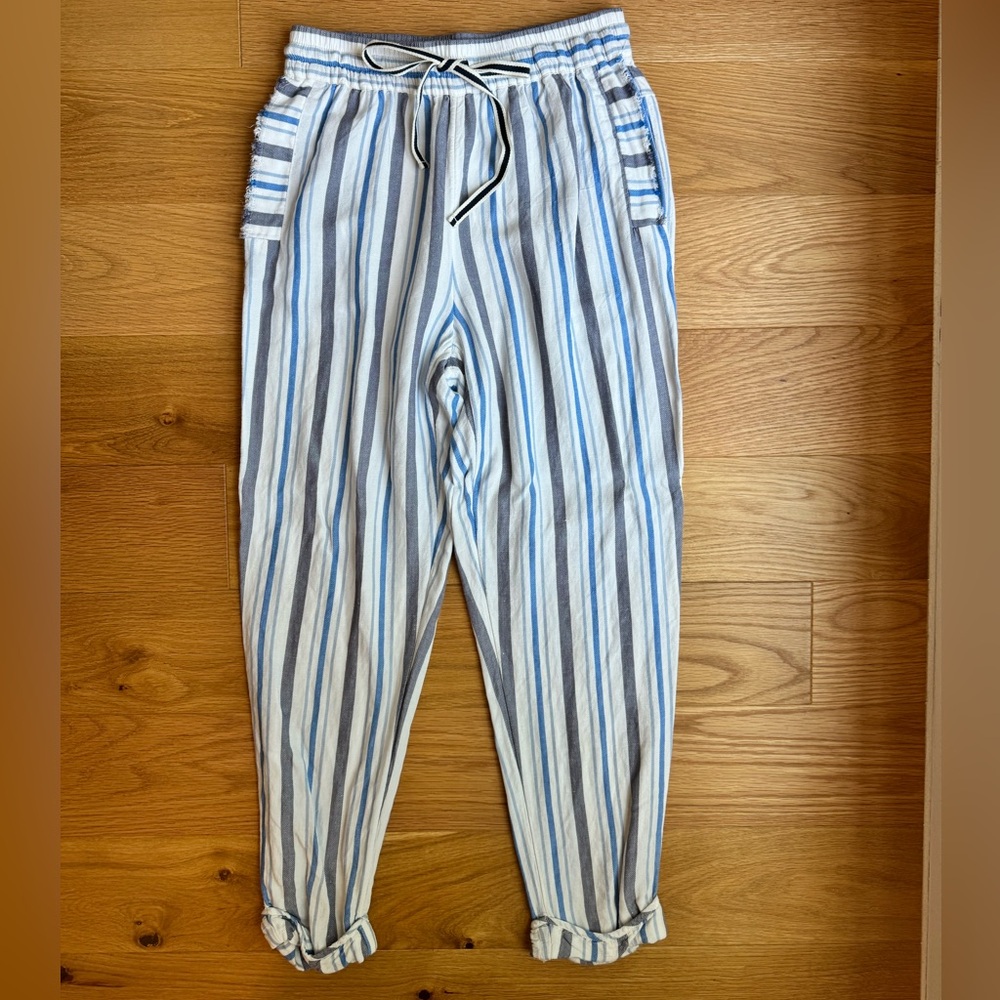 Anthropologie Pinstripped Linen Pants size XS